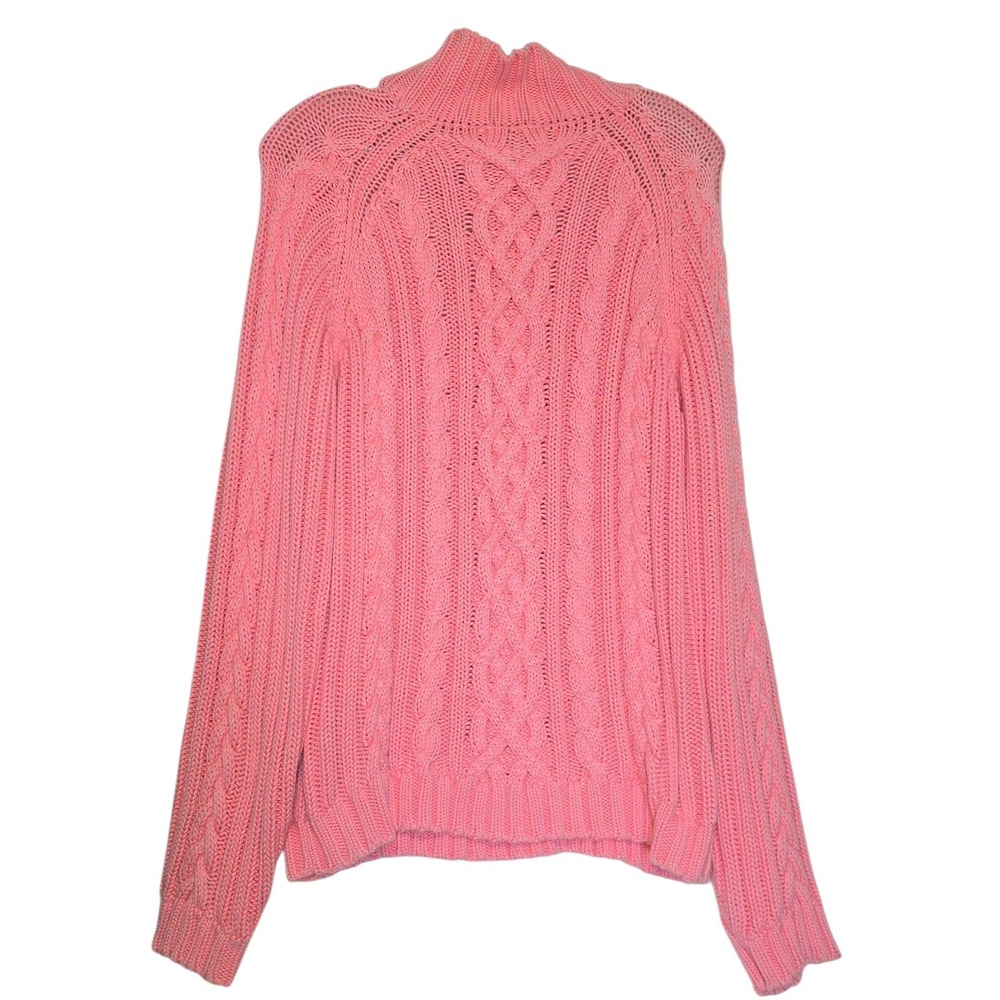 Ralph Lauren Sport Sweater Women Size Xl Coral Turtleneck Pullover Cable Knit - Picture 2 of 9